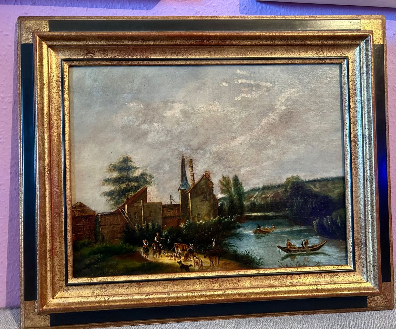 Gemälde: Tableau ancien, scène champêtre, encadré. – Gebraucht aus Petit-Lancy von Pierre_le_voyageur