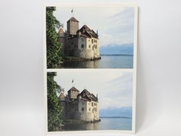Doppel Ansichtskarte Schloss Chillon, Rätsel Postkarte