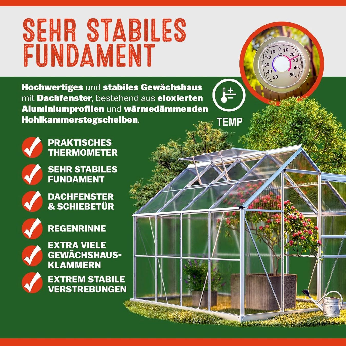 Casette da giardino & serre: Gewächshaus 250x190x195cm mit Fundament – Nuovo e nell'imballaggio originale da Bottighofen venduto da zaap 1