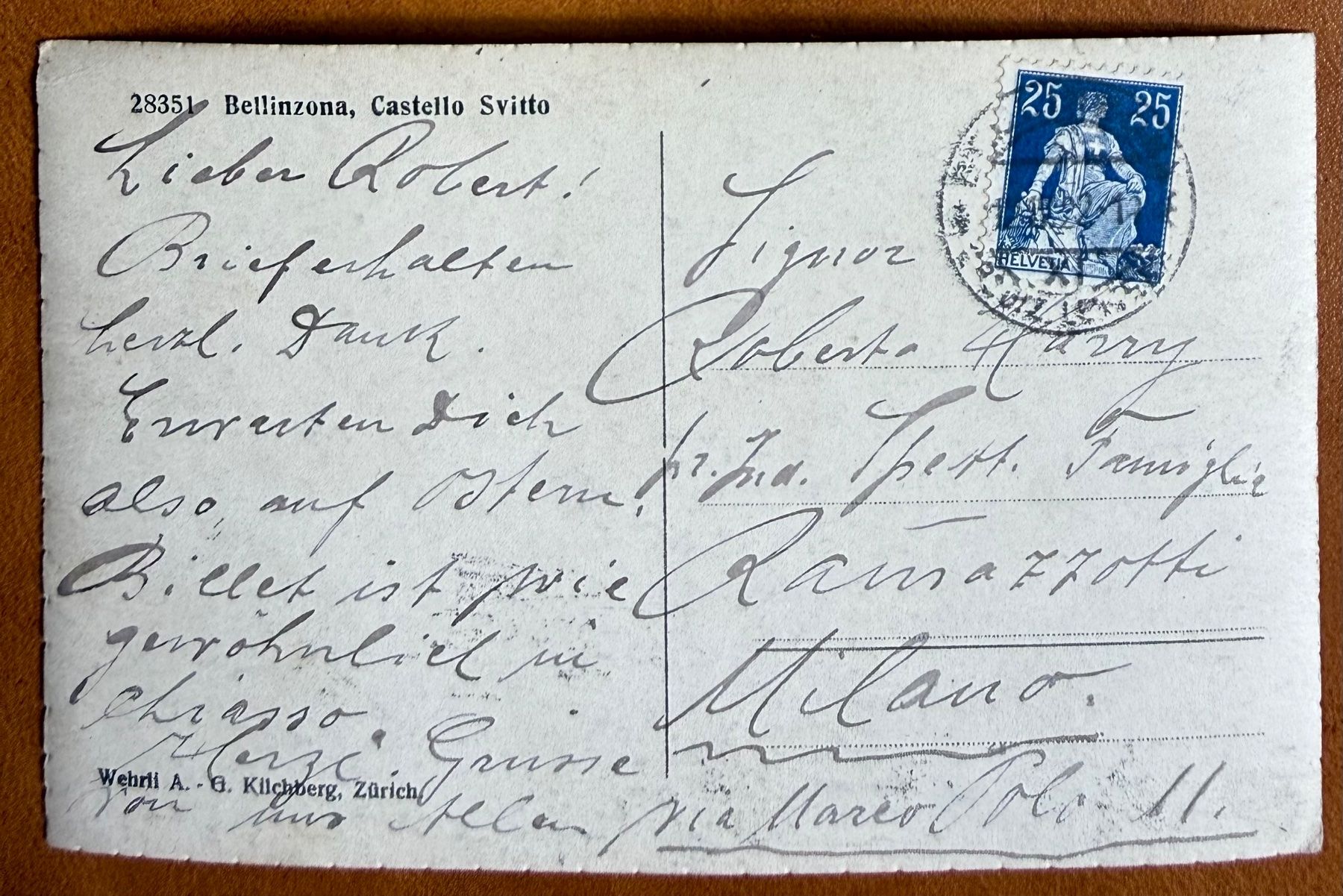 Cartoline postali: Bellinzona - Castello Svitto 1922 – Usato da Lutry venduto da Ediego 1