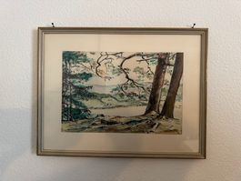 Waldlandschaft am See - A. Haller (?)