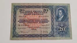 20 Franken 1937, Serie 8P, Banknote Schweiz (LP2)
