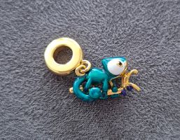 Silber Charm Kameleon grün/gold farbig +Garantie