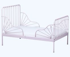 Rosa Kinderbett aus Metall, Top Zustand. Tel: +4237923828
