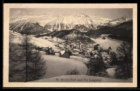 Cartes postales: St. Moritz-Dorf, Ortsansicht mit Piz Lan – D'occasion à Berlin par bartko-reher
