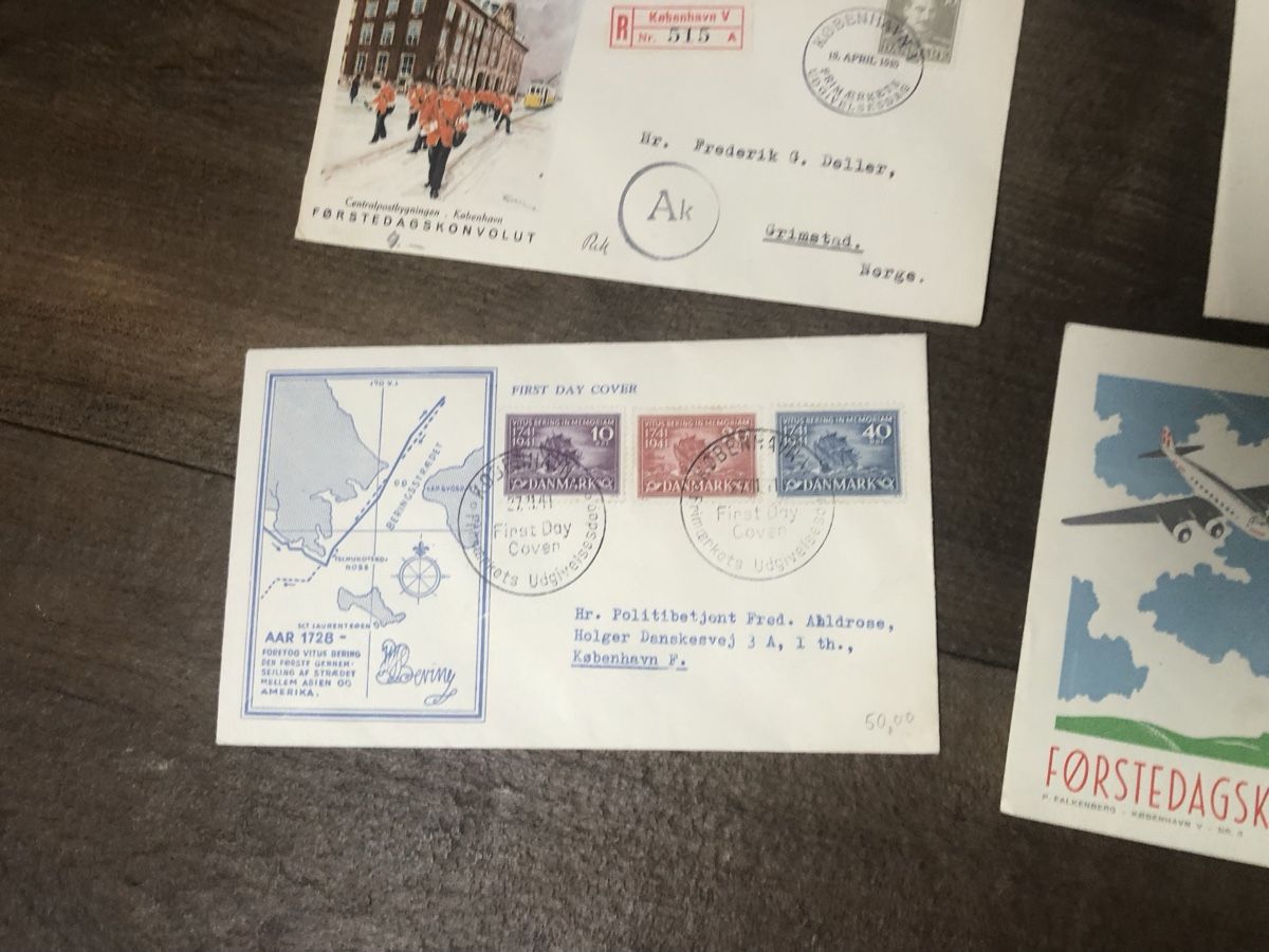 Tutti i francobolli: 13 rare FDC DENMARK 1938-1947 – Usato da Lufingen venduto da Rac0 4