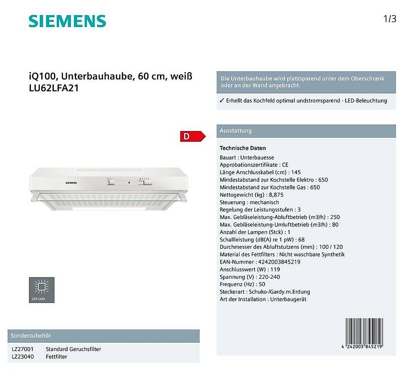 Dampfabzug: Dunstabzug Siemens  – Neu und originalverpackt aus Gisikon von Beno015 1
