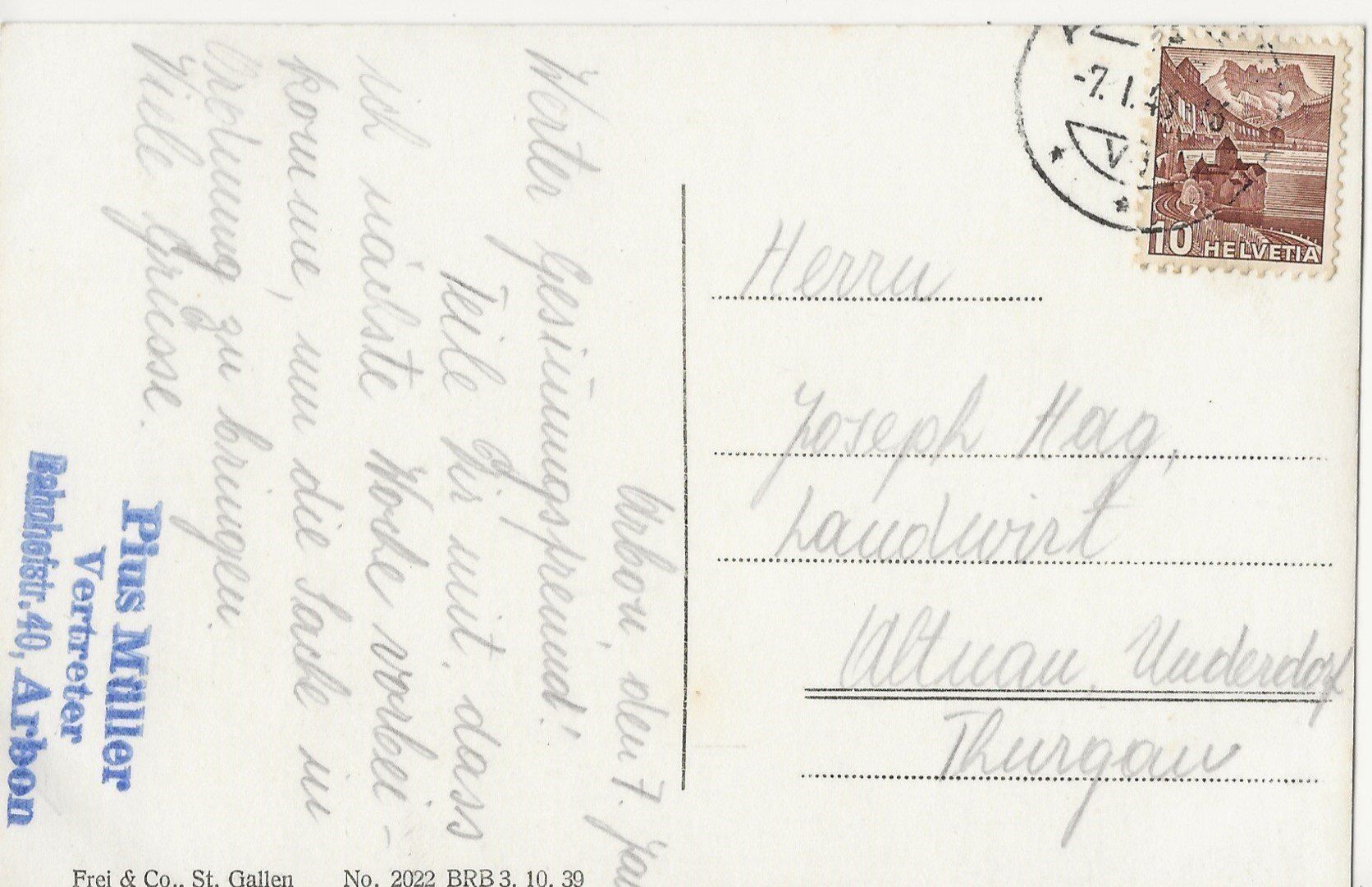 Cartes postales: Arbon, 1946 – D'occasion à Frauenfeld par Merk52 1