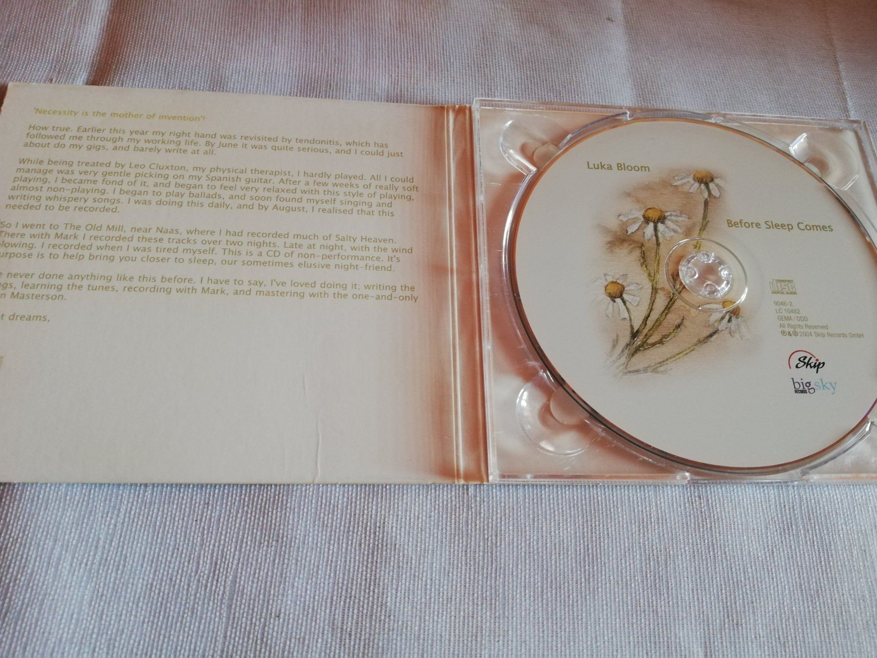 CDs: LUKA BLOOM - BEFORE SLEEP COMES – D'occasion à Bern par Vinylsound.ch 2