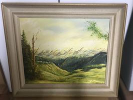 Bild mit Holzrahmen Landschaft und Berge
