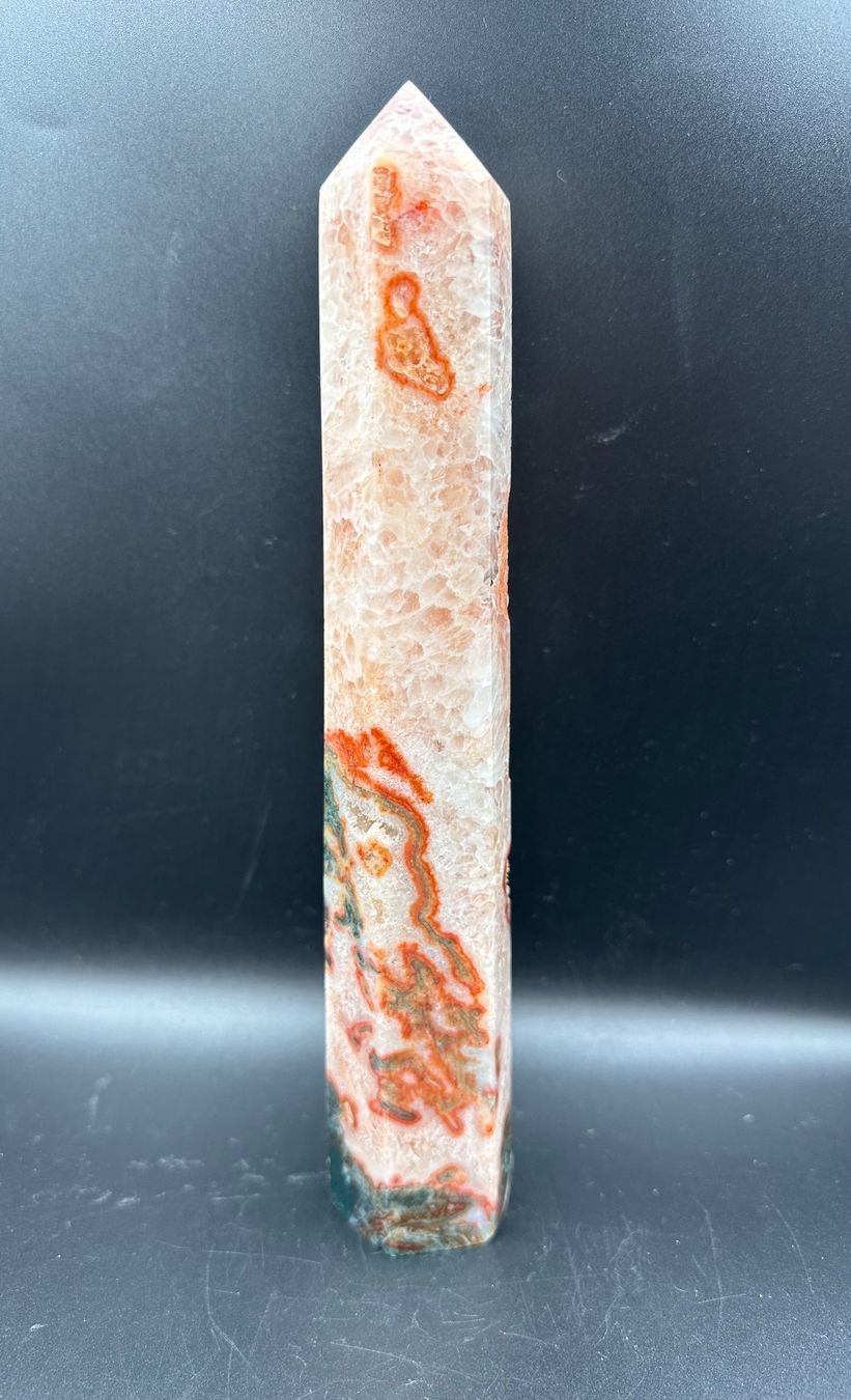 Mineralien & Heilsteine: roter Moosachat Obelisk, Spitze gross, 24.5cm! – Neu und originalverpackt aus Männedorf von Tradaki 2