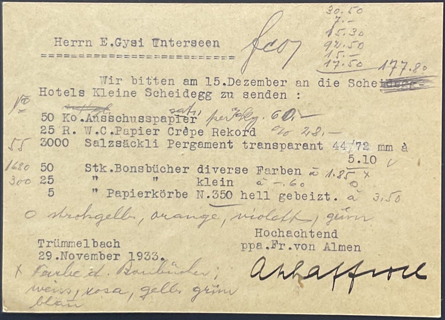 Alle Briefmarken: PTT Bildpostkarten  1933 – Gebraucht aus Luzern von 19primeln 3