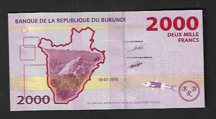 Banconote: Burundi  2000  Francs  2015  Bankfrisch – Nuovo (secondo la descrizione) da Gordola venduto da coinsandnotes 1