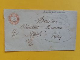 Enveloppe ancienne de 1872 avec timbre de 5 c d'une colombe
