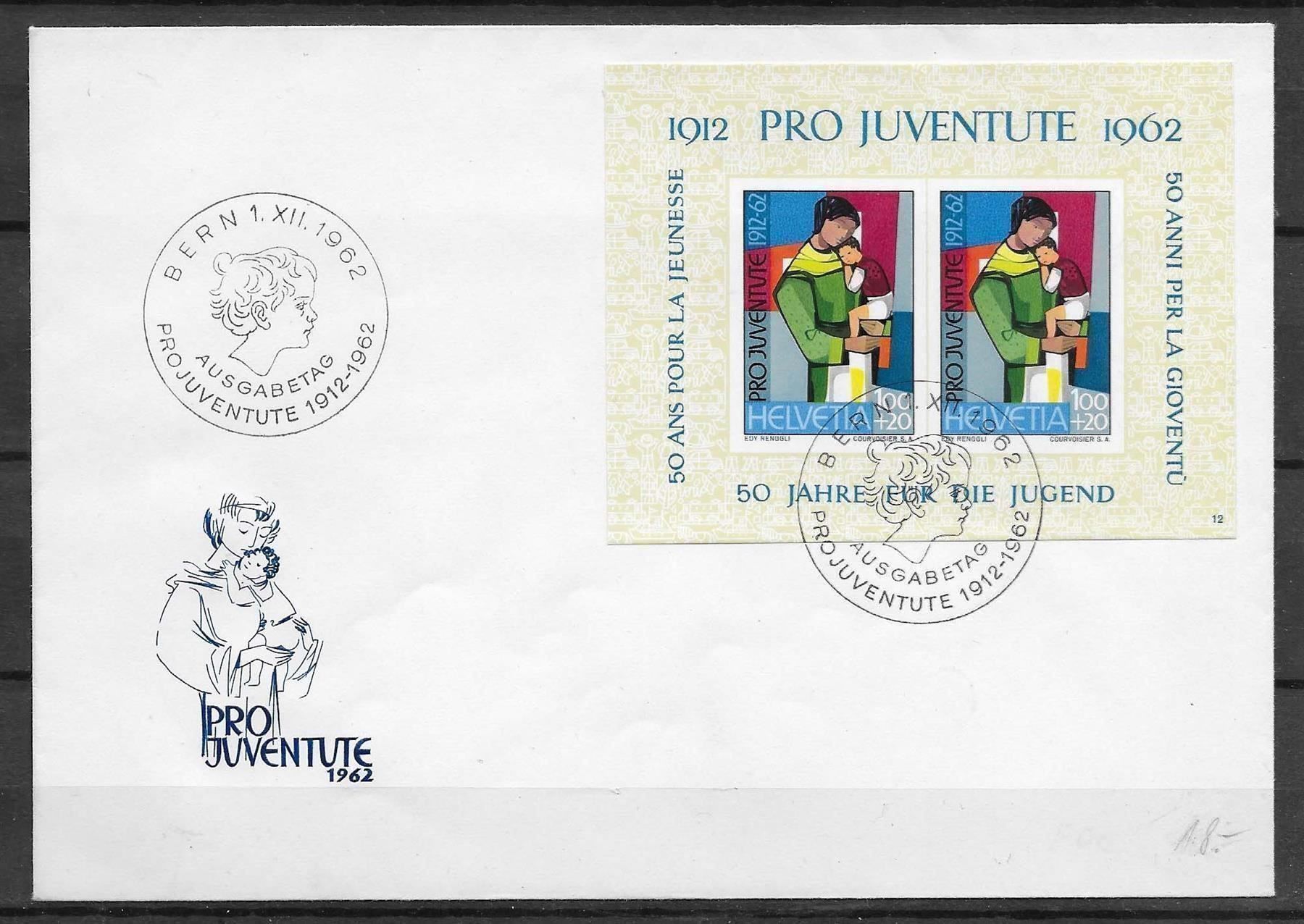 Tutti i francobolli: FJ1962 - FDC Bloc Pro Juventute 1962 – Usato da Trélex venduto da Phil_Albert