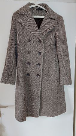Schicker Damenmantel Gr. M Braun Weiss Fischgrat