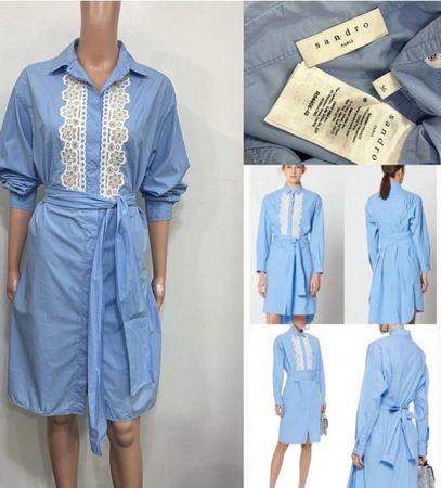 Sandro Kleid hellblau Spitze Grösse 36 sehr guter Zustand