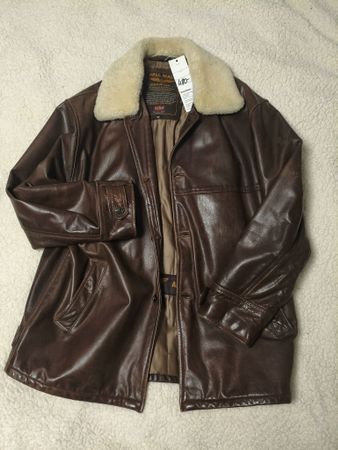 Pall Mall Lederjacke mit fellkragen, Grösse XL