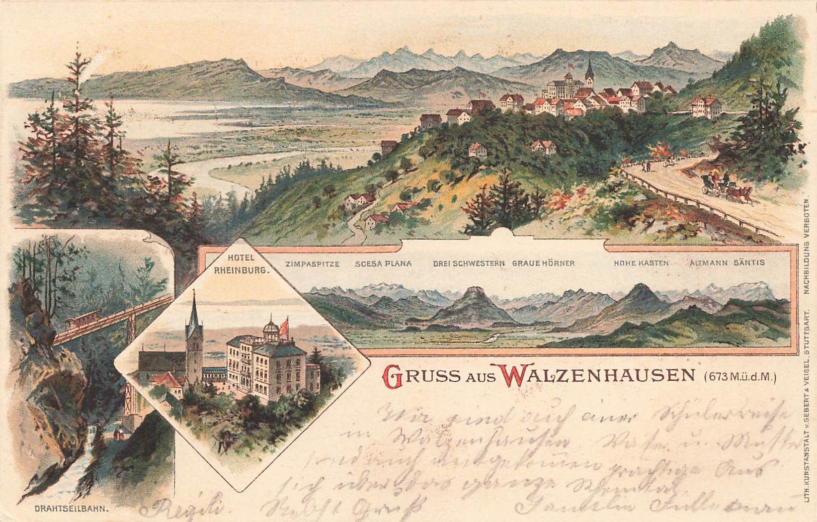 Cartoline postali: Gruss aus Walzenhausen Litho – Usato da Biasca venduto da Blenio71