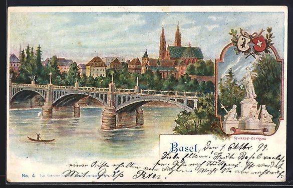 Cartoline postali: Basel, Rheinbrücke mit Münster, St. Ja – Usato da Berlin venduto da bartko-reher