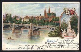 Basel, Rheinbrücke mit Münster, St. Ja