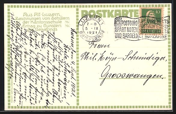Cartoline postali: AK Alt - Luzern, Kloster Wesemlin, 1921 – Usato da Berlin venduto da bartko-reher 1