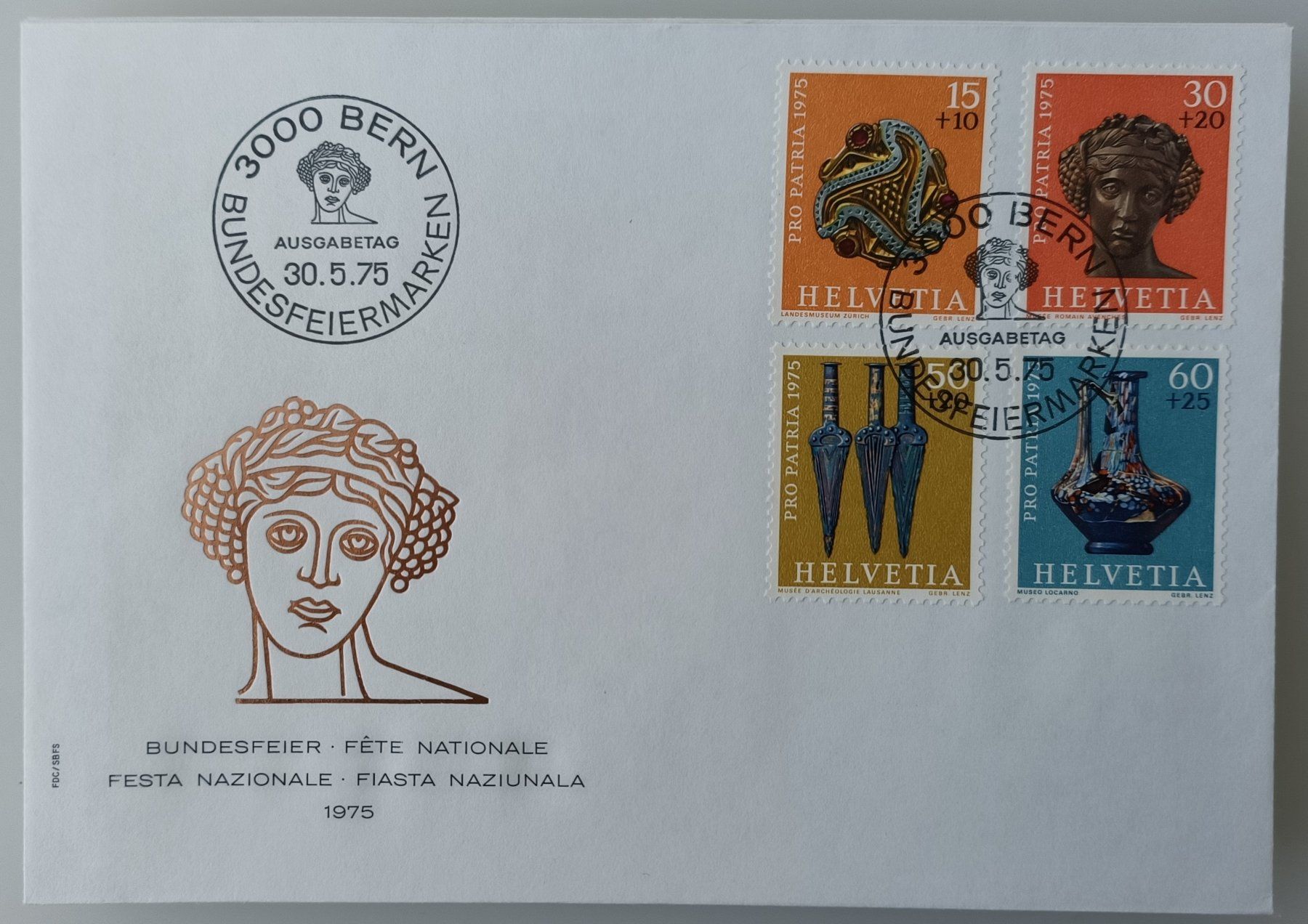 Tutti i francobolli: 1975 FDC Pro Patria – Usato da Dübendorf venduto da goeggi79