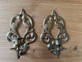 Paar Vintage Wandkerzenhalter aus Messing