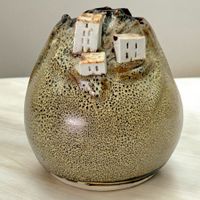 Vase Alain Fichot La Margelle, France en céramique sculpté
