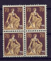 1908 / 114 Helvetia mit Schwert / Viererblock Postfrisch **