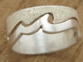 Vintage Ring Silber 925 Wellen / Gr. 56