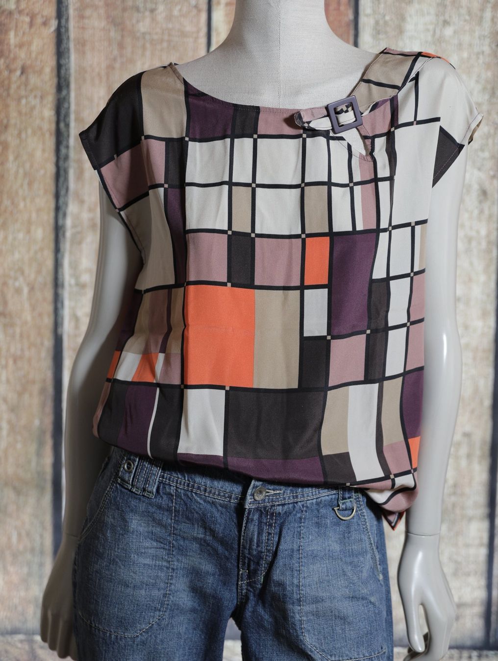 Promod Camicette: Tolle Bluse PROMOD, Grafikmuster, kurzarm, Gr. 40 – Nuovo (secondo la descrizione) da Thusis venduto da cwe_7gjm 1