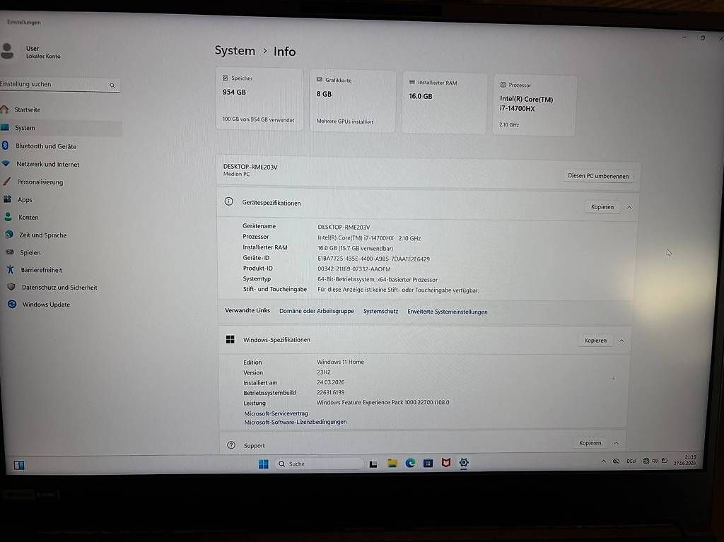 Medion Portables: ERAZER Major X20,Gaming Notebook – D'occasion à Chur par qwv_22px 3