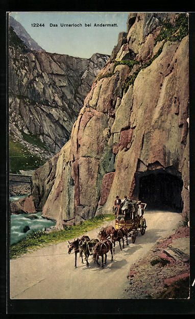 Ansichtskarten: Das Urnerloch bei Andermatt, Postkutsche – Gebraucht aus Berlin von bartko-reher