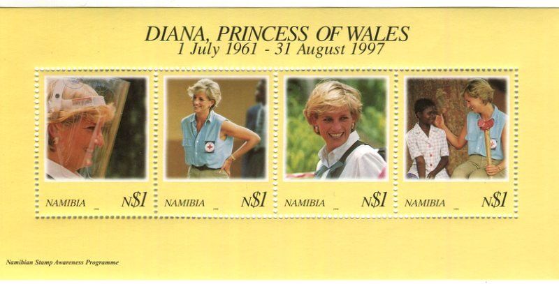 Tutti i francobolli: Block "Lady Diana". Namibia – Nuovo e nell'imballaggio originale da Basel venduto da Butsch5