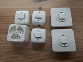 Schalter Taster Steckdose AP UP 6 Stück