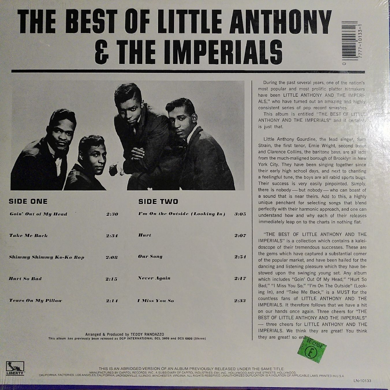 Dischi in vinile: LP Little Anthony and The Imperials – Nuovo e nell'imballaggio originale da Lausanne venduto da Soulbrother 1