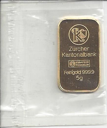 5 Gramm Goldbarren 999.9 Feingold ZKB | Kaufen auf Ricardo