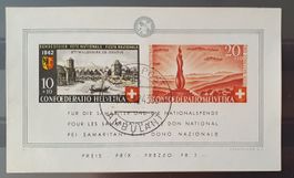 Bundesfeierblock 1942 - Bahnpoststempel