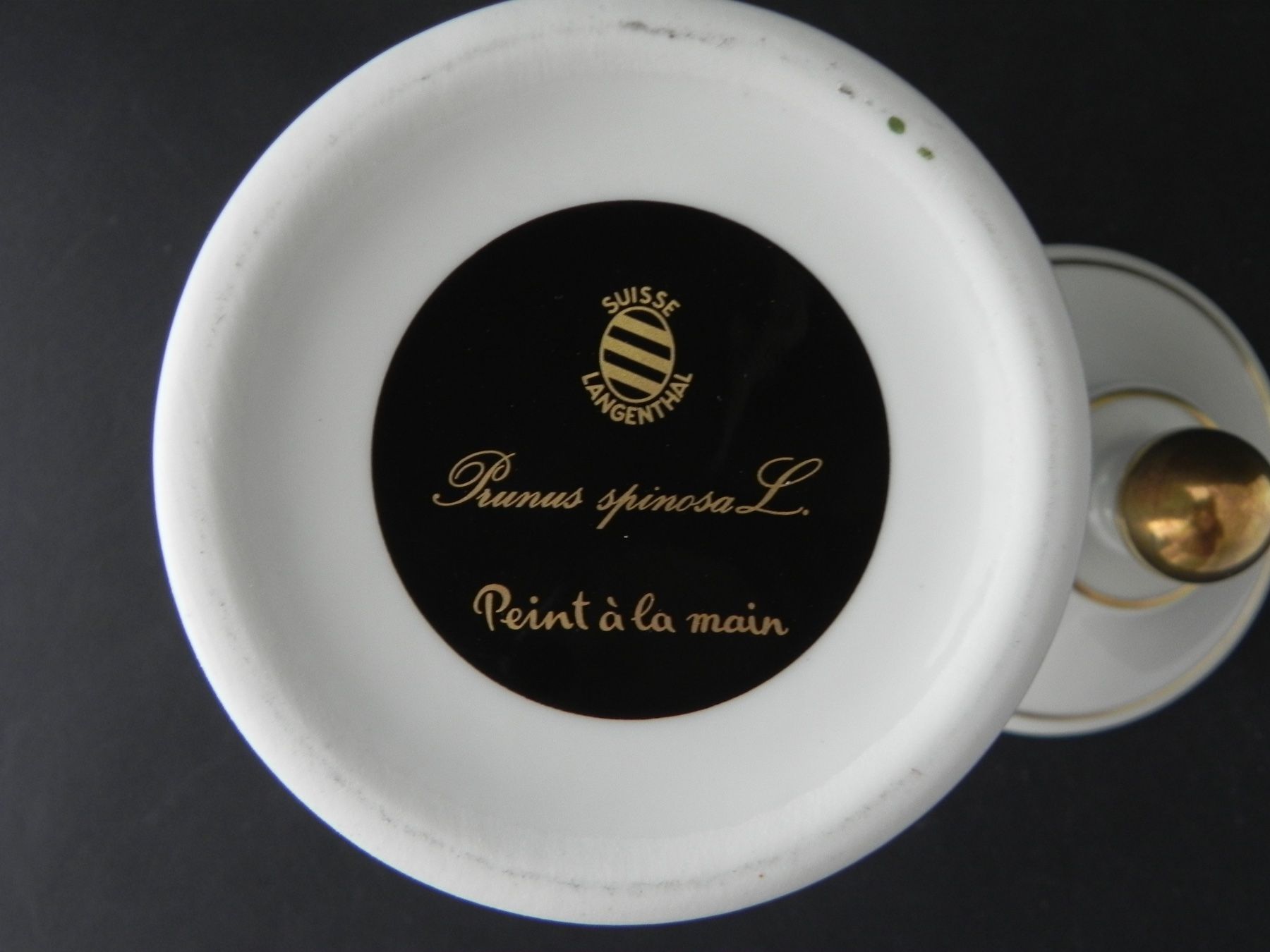 Tutte le decorazioni: Dose mit Deckel handbemalt - Prunus spinosa L. - Langenthal – Nuovo (secondo la descrizione) da Zürich venduto da LodgE-21 5