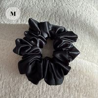 17# black 100% Mulberry Silk Scrunchie Size M - NEW!