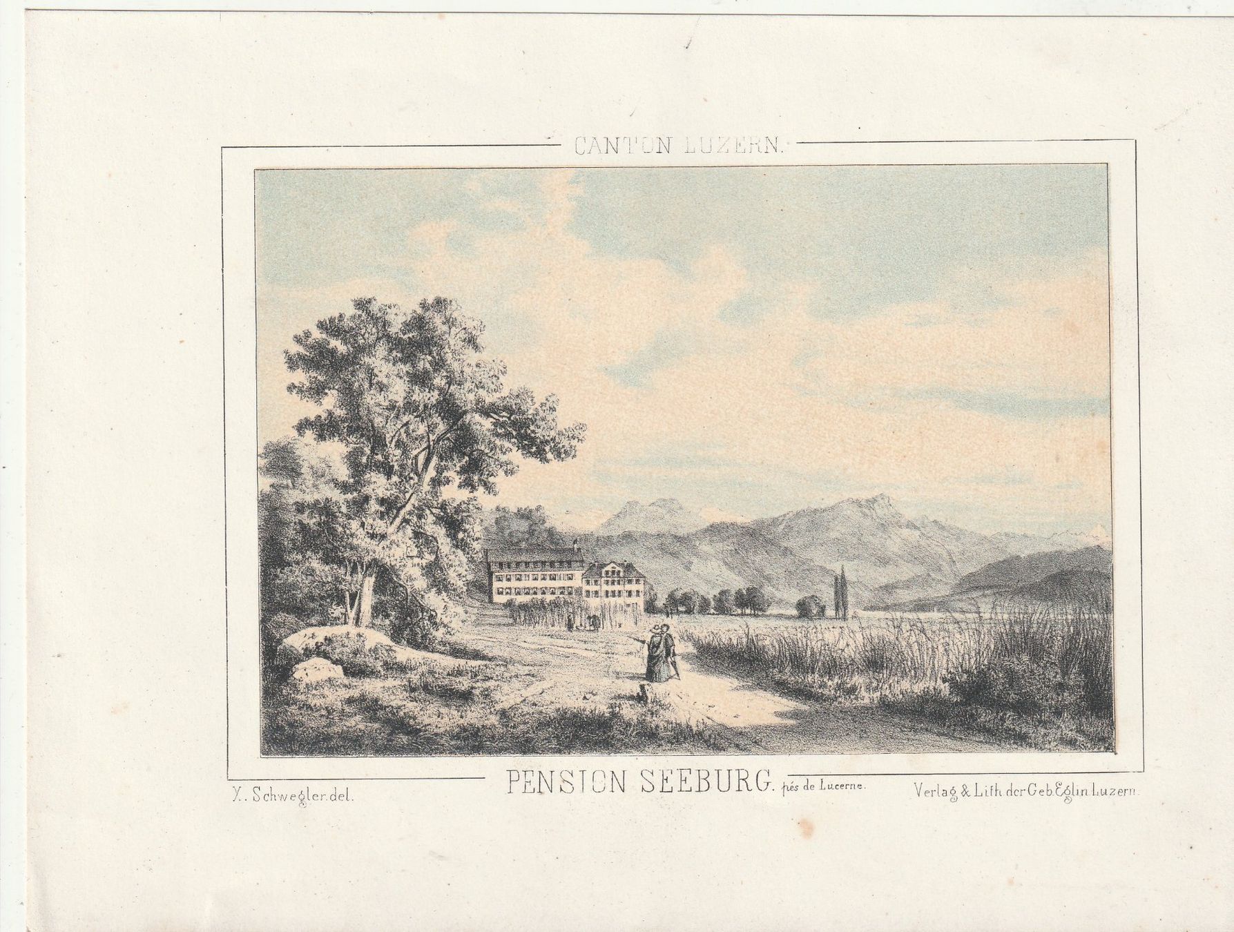 Gravures: Stich Pension Seeburg ca. 1860 – D'occasion à Rorschacherberg par fratovi2