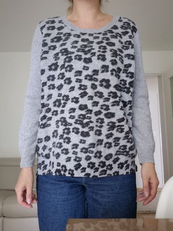 Peter Hahn Kaschmirpullover, Gr. 48, Grau/Schwarz Top
