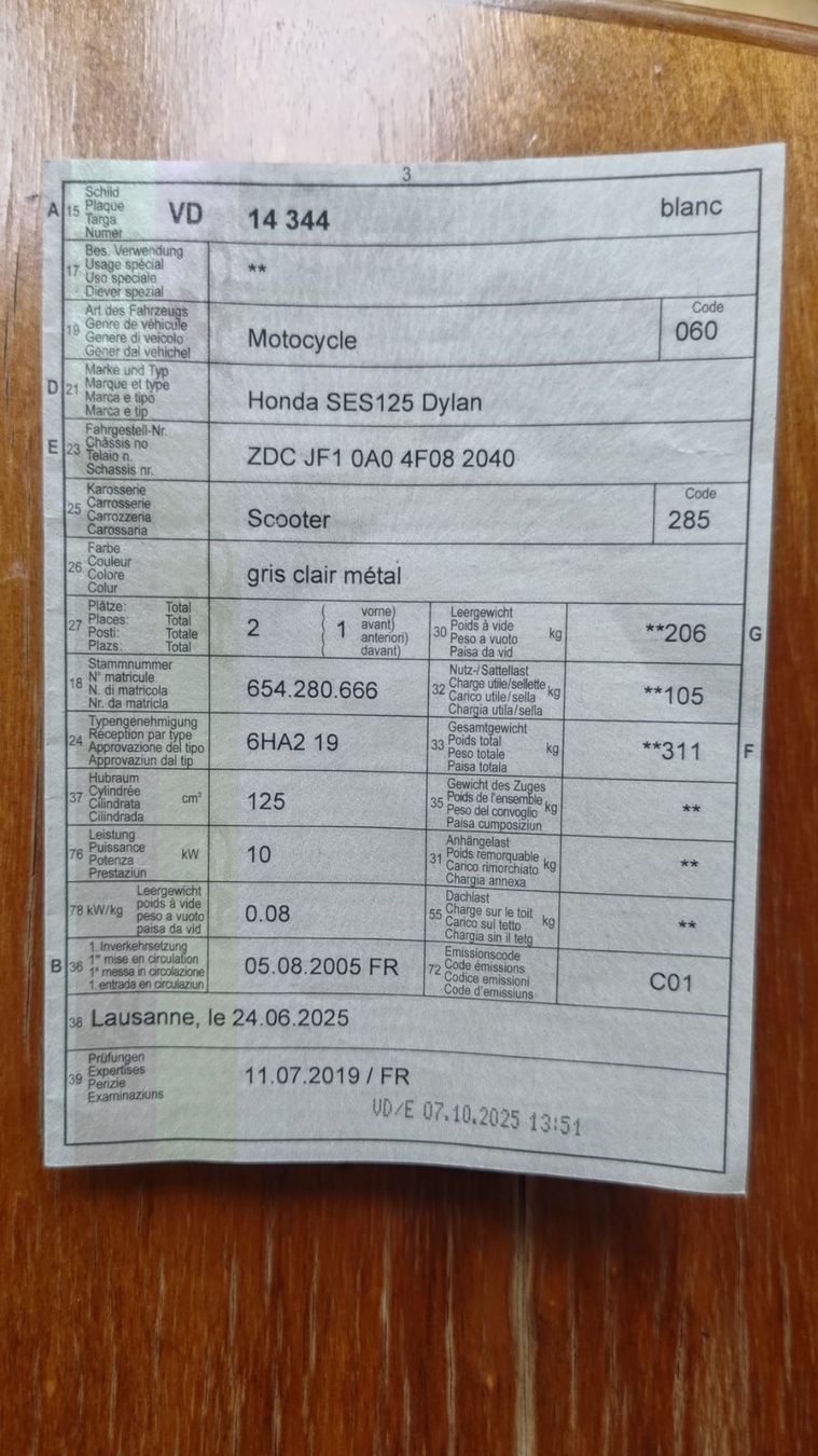 Honda Scooter: Scooter Honda 125 Dylan gris – Usato da St-Légier-Chiésaz venduto da elfeluz 6