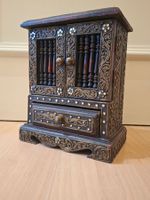 Vintage Schmuckkästchen, Rajasthan Goldlack mit Spindeltüren