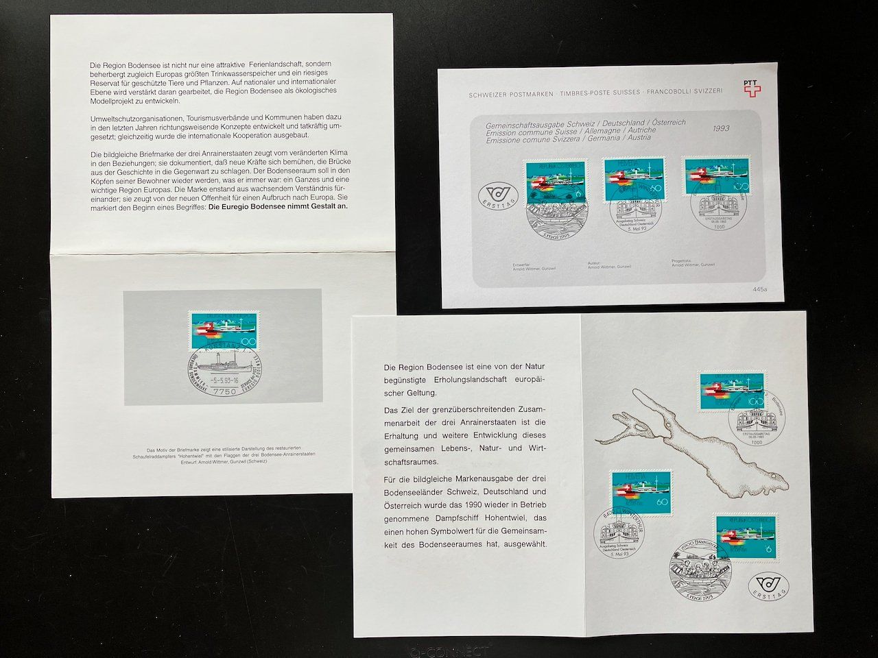 Alle Briefmarken: Gemeinschaftsausgabe D - A - CH "Euregio Bodensee" 1993 – Gebraucht aus Nesslau von andi_hon