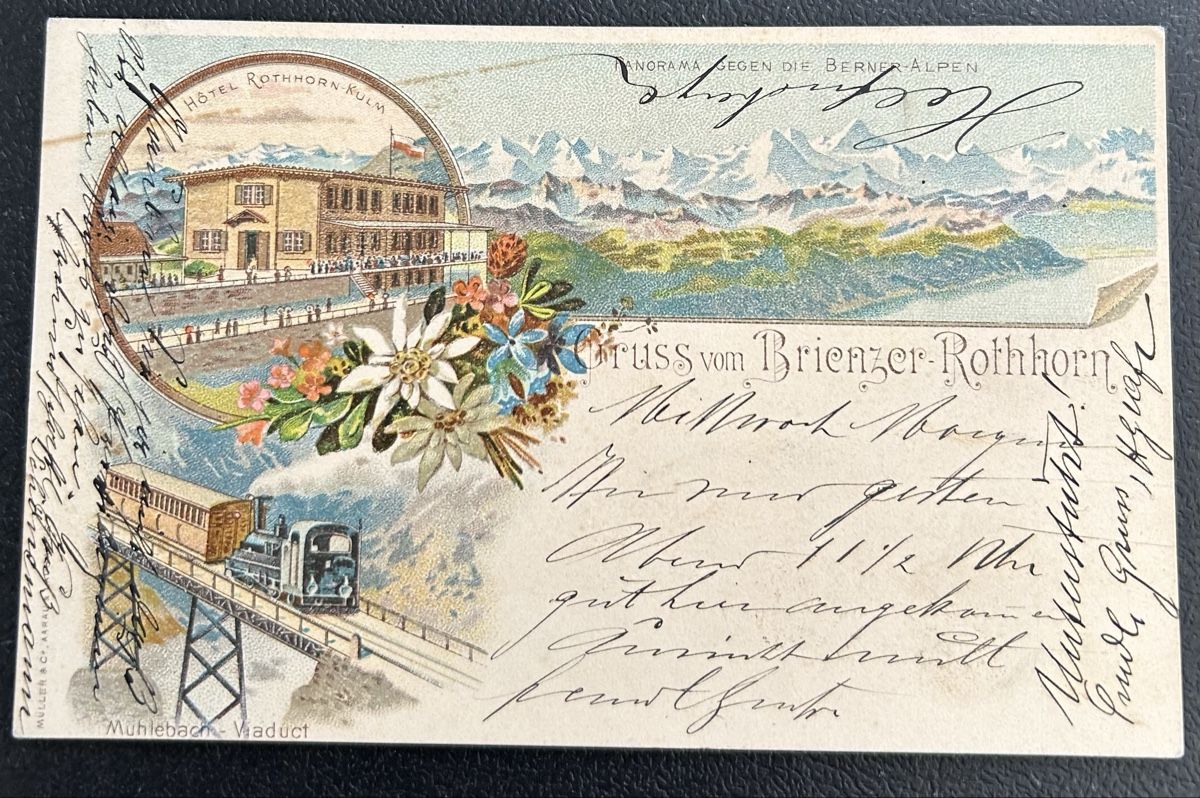 Cartoline postali: Gruss vom Brienzer Rothorn Litho – Usato da Horw venduto da Tellbub
