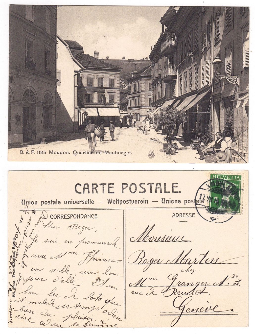 Cartoline postali: Moudon, Quartier de Mauborget – Usato da La Tour-de-Peilz venduto da amjust