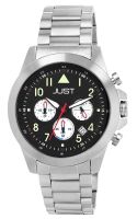 Just® Herrenuhr 45 mm Edelstahl Schwarz Silber 10 Bar NEU