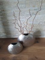 2 edle Interio Vasen, Silber-Look, wie neu, Herbstdeko